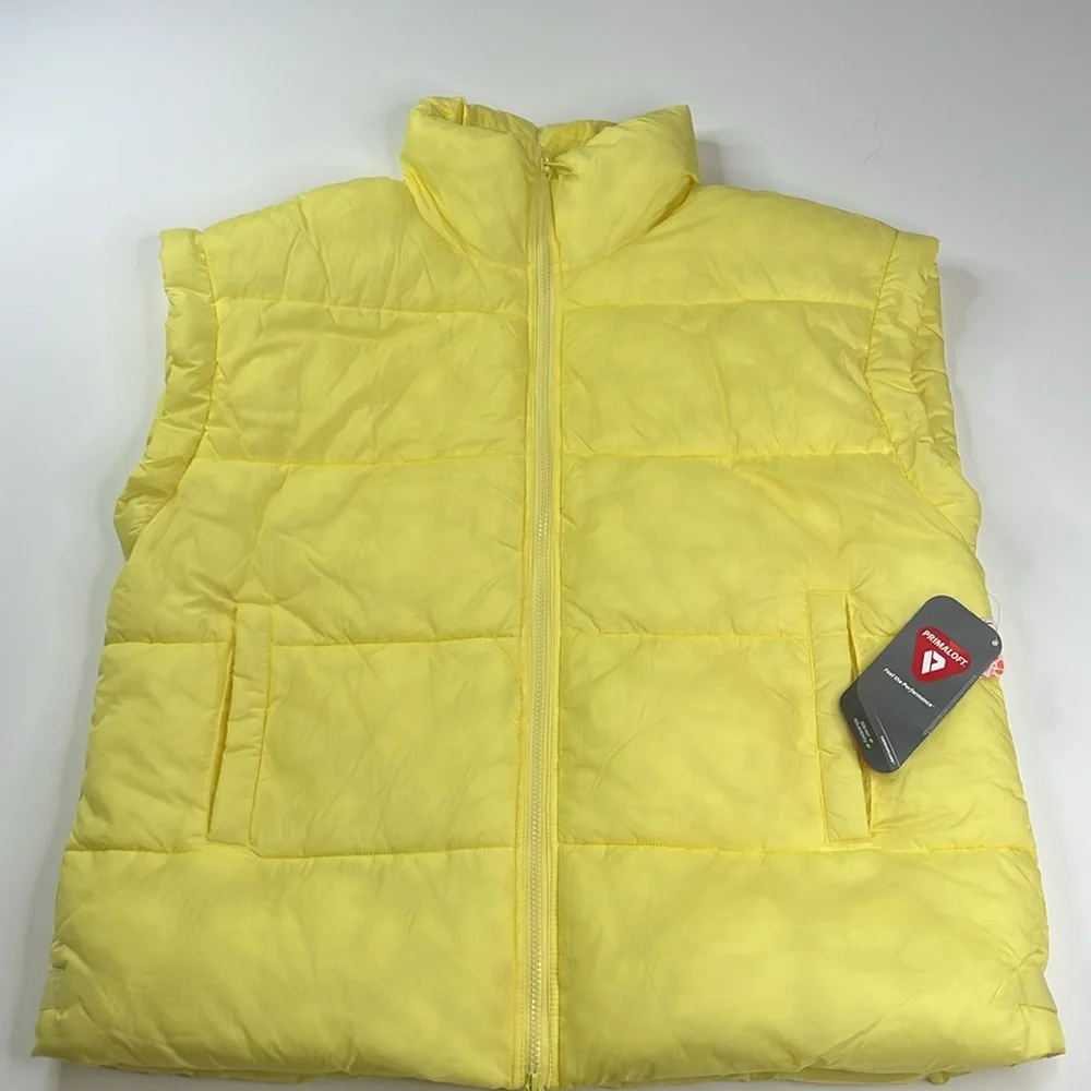 Neon Yellow Sleeveless Puffer Vest - Picture 3 of 10